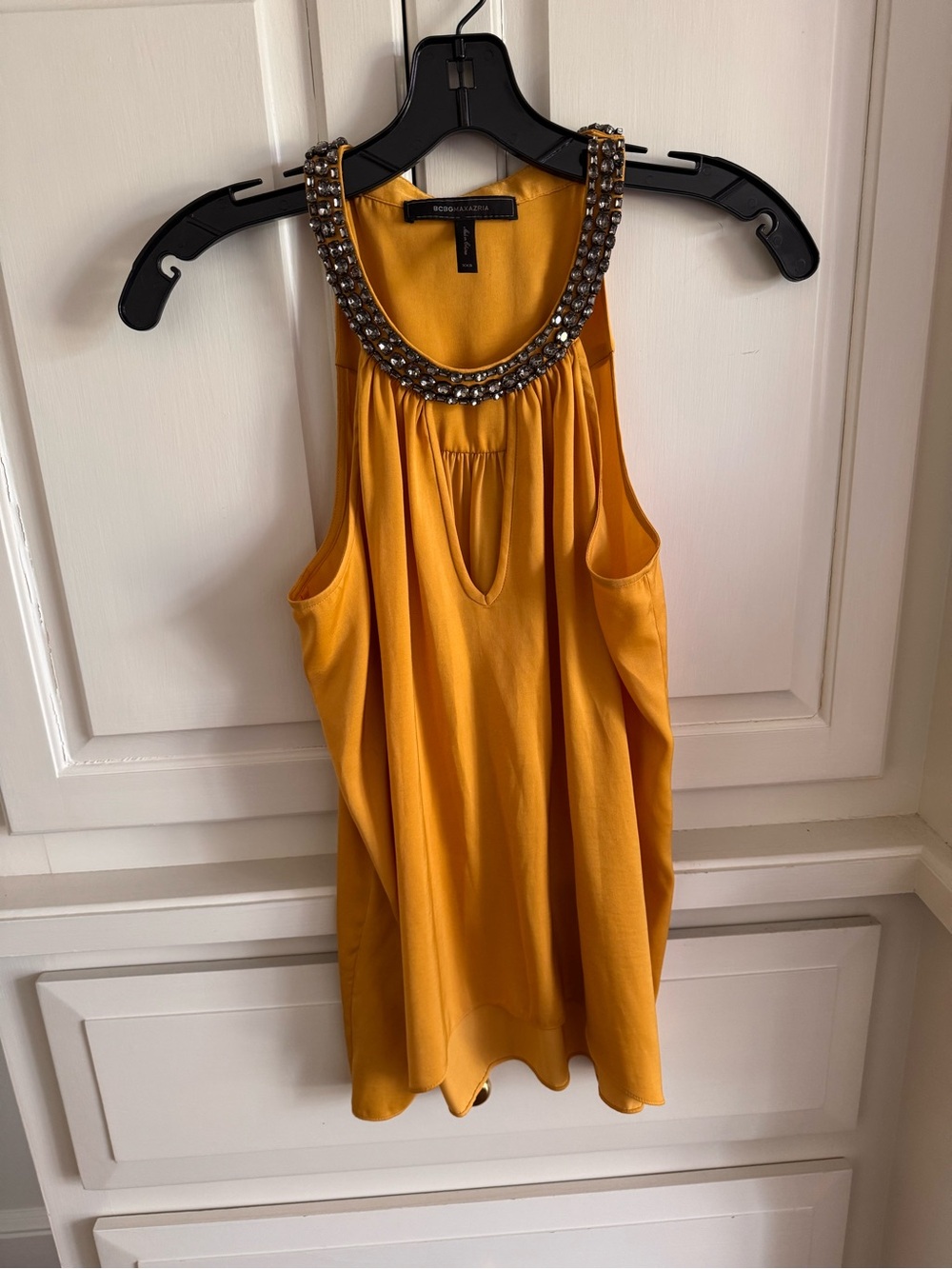 BCBGMaxAzria Jeweled Neck Mustard Yellow Camisole
